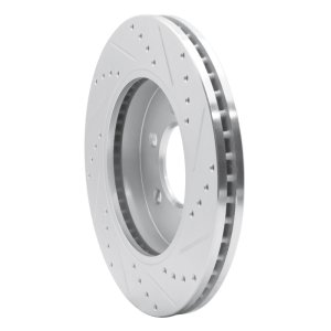 Ford F-150 Brake Rotor (1) - Front Left - R1 Concepts - Drilled & Slotted - Silver - `04-`08